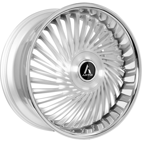 Lexani Juicy XL A210 Silver Machined With Stainless Lip - Part Number A210-2610-66-15SMS Lexani Juicy XL A210 Silver Machined With Stainless Lip Photo