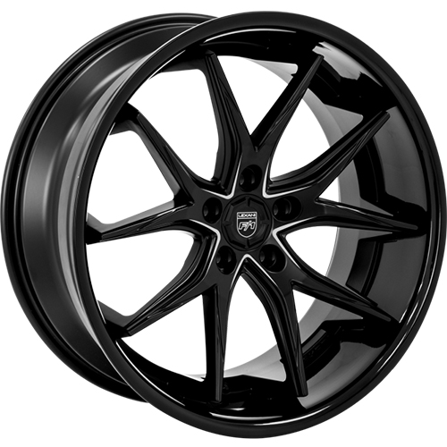 Lexani R12 Gloss Black W/ Milled Grooves - Part Number R12-2085-15-15BG-1 Lexani R12 Gloss Black W/ Milled Grooves Photo