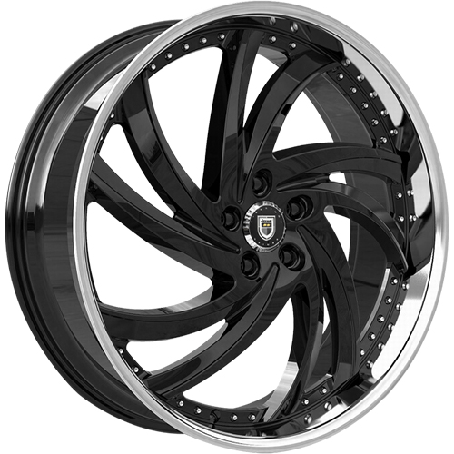 Lexani Turbine 690 Black W Chrome Lip - Part Number 690-2290-66-15FBS Lexani Turbine 690 Black W Chrome Lip Photo